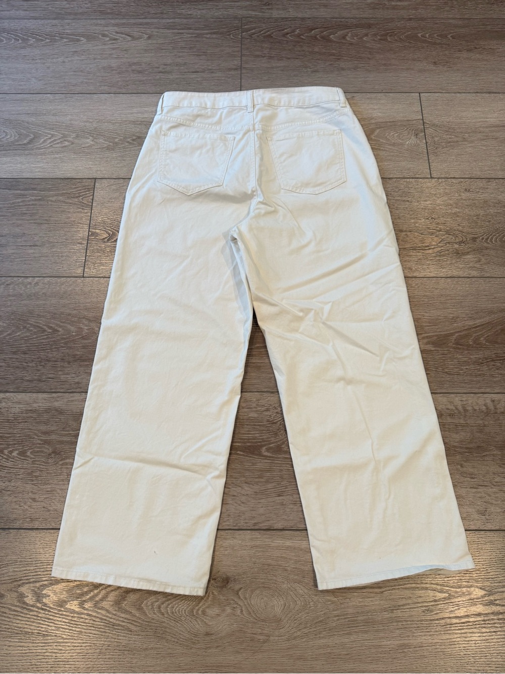 Quince Organic Stretch Cotton Chino Cropped Wide Leg Pants, Size 12, Frost Color - Picture 4 of 9